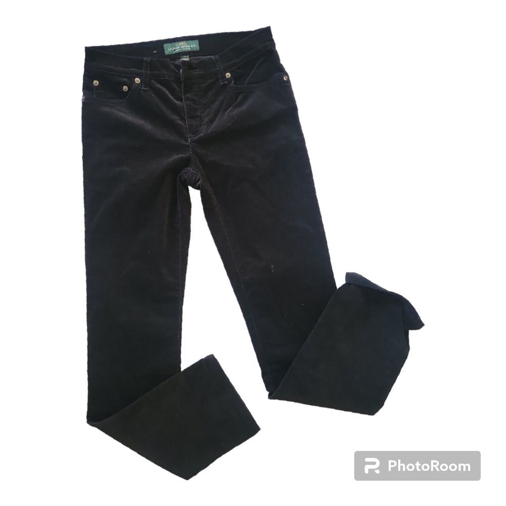 Ralph Lauren Jeans Corduroy Pants Womens 2 Black Classic Straight 30x32 Ladies